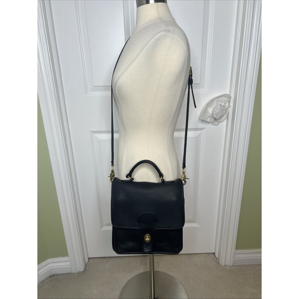 Vintage Coach Willis Station Bag Black  Leather 5130 Top Handle  80s USA